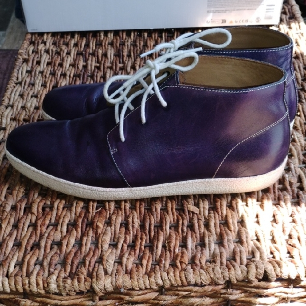 Cole Hann Men's Purple Leather Shoes, Bootie Style